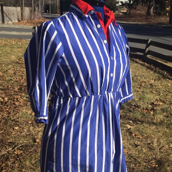 Retro striped midi dress button down Small - Picture 6 of 8